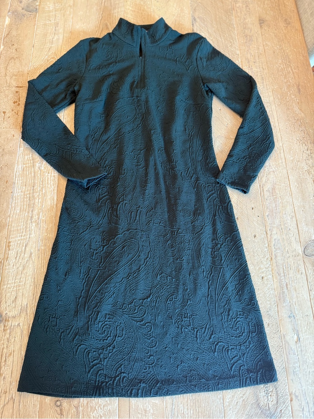 JMcLaughlin Teal Long-Sleeve Textured Quarter Zip Dress XS